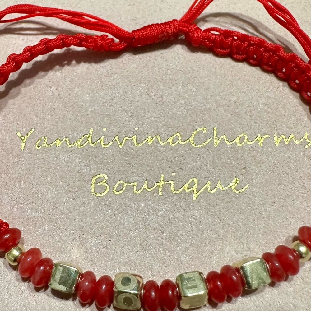 Red Beaded Bracelet 18K Gold